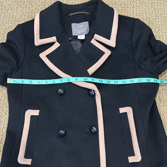 J. Crew Nello Gori Wool Peacoat Black Tan Trimmed size 12 - Picture 13 of 17